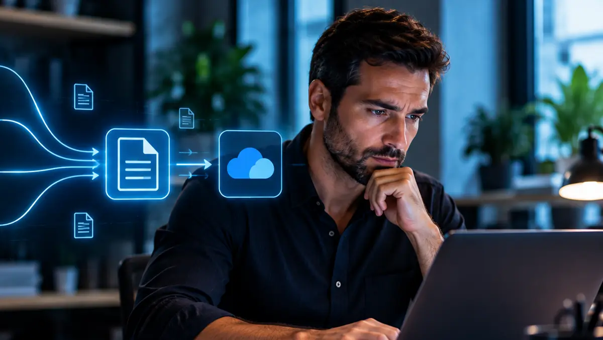 Persona trabajando con información representada entre aplicaciones